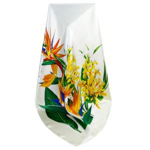 Digital Printed Flowers Satin Chiffon Hijab