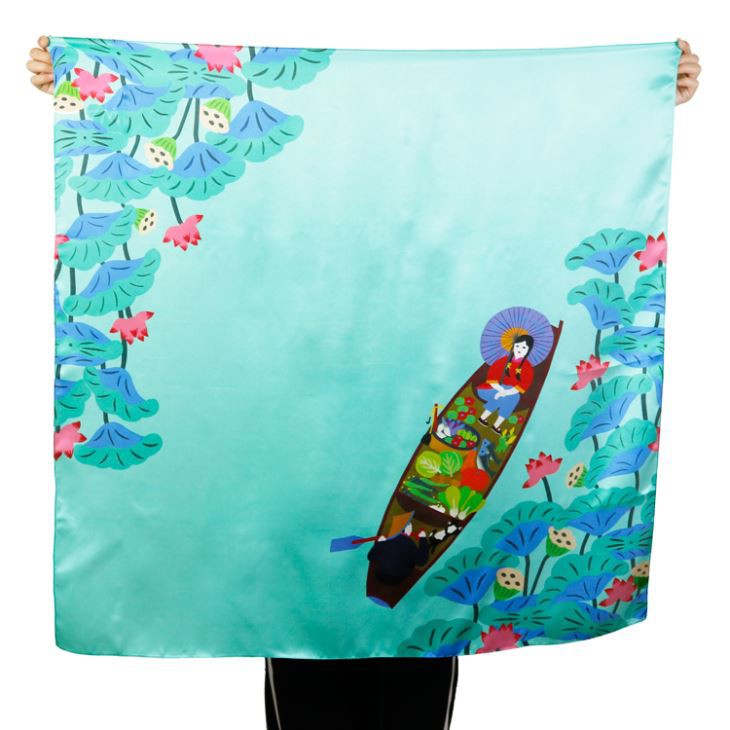 Digital Printing Flamingoes Image Silk Scarves