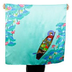 Digital Printing Flamingoes Image Silk Scarves