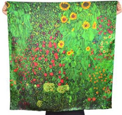 Digital Printing Oil Painting Style Silk Satin Scarf