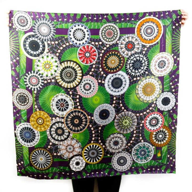 Digital Printing Silk Twill Long Scarf Shawl With Hand Hem