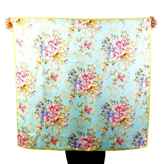 Floral And Elegant Silk Twill Female Neck Scarf