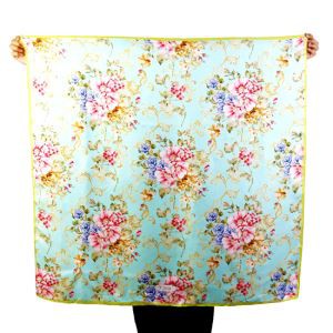 Floral And Elegant Silk Twill Female Neck Scarf