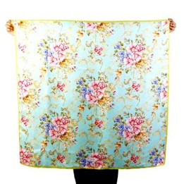 Floral And Elegant Silk Twill Female Neck Scarf