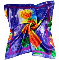 Floral Printed 100% Silk Satin Head Scarf