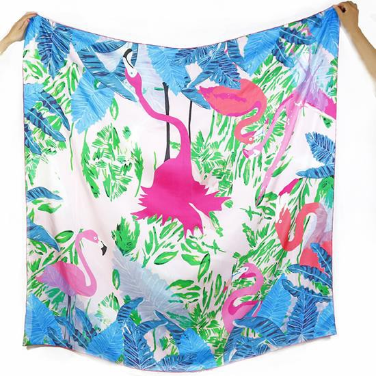 Logo Printing Silk Twill Bandana Scarf With Hand Hem