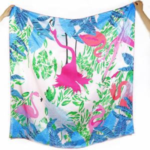 Logo Printing Silk Twill Bandana Scarf With Hand Hem