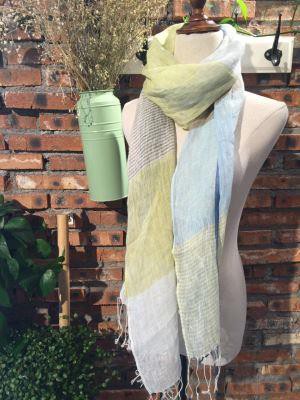Stripe Design Woven Yarn Dyed 100% Linen Scarves