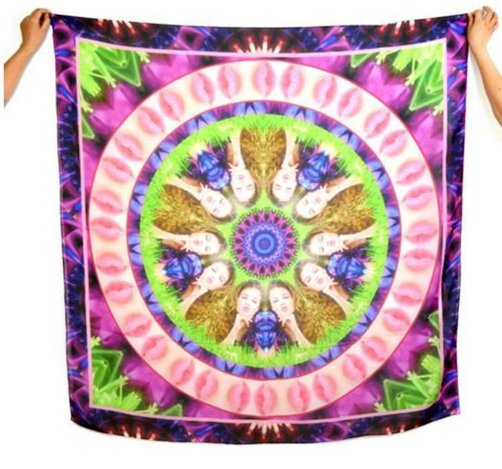 Personalized Digital Printed Chiffon Silk Square Scarves For Chateau Frence