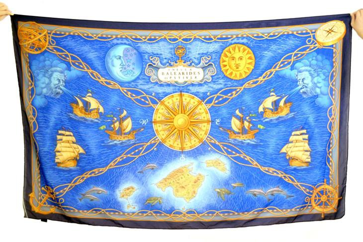 Personalized Digital Printed Polyester Chiffon Oblong Scarves For Spain Resort Compass Map Design Scaref Gift