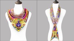 Personalized Hand Print Twill Silk Scarves For Museum Unique Religious Color Design