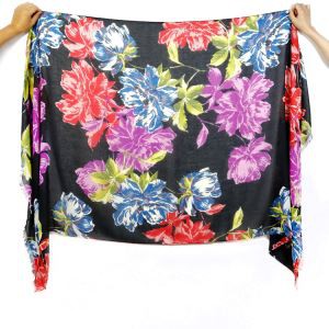 Polyester Flower Designs Voile Scarf