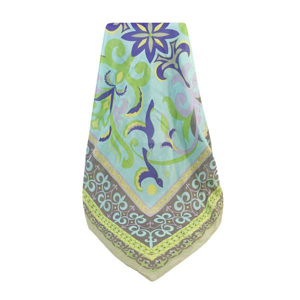 Printed Natural Silk Cotton Square Scarf For Summer