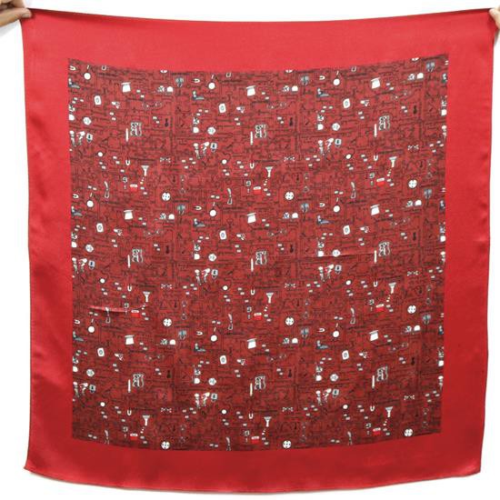 Red And Classic Digital Printed Silk Satin For Female