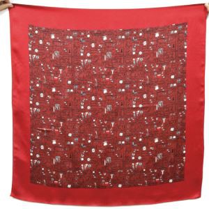 Red And Classic Digital Printed Silk Satin For Female