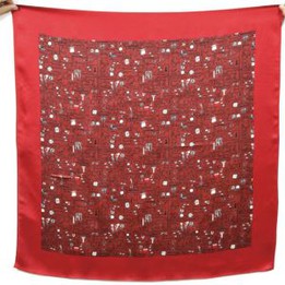 Red And Classic Digital Printed Silk Satin For Female