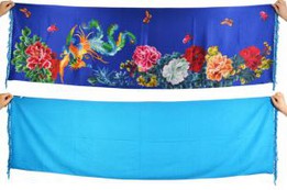Stock Factory Direct Digital Printing Satin Nap Long Scarves Chiness Style Painting Design